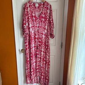 Knox Rose Pink and White Bishop Sleeve Sundress